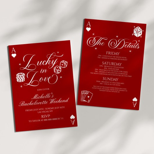 Invitation Lucky In Love Casino Bachelorette Weekend Party