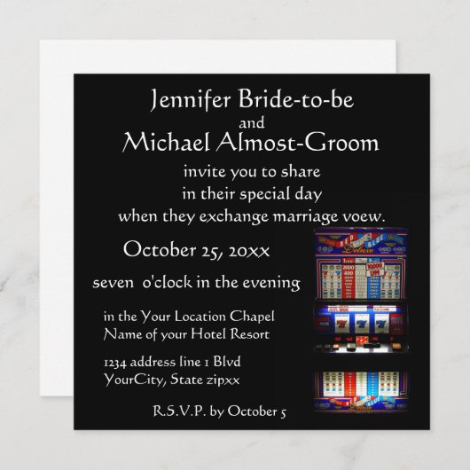 Invitation Lucky in Love Casino Mariage à thème (Devant / Derrière)