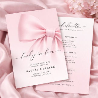 Invitation Lucky in Love Elegant Script Bachelorette Weekend 