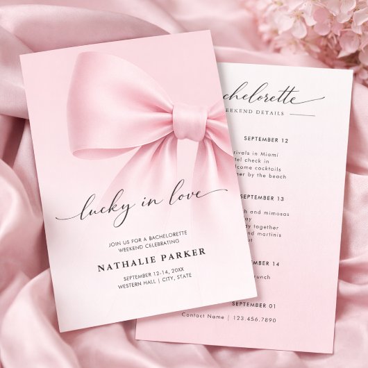 Invitation Lucky in Love Elegant Script Bachelorette Weekend 