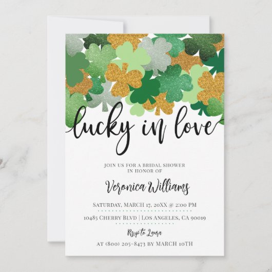 Invitation Lucky in Love Fête de mariage de la Saint-Patrick (Devant)