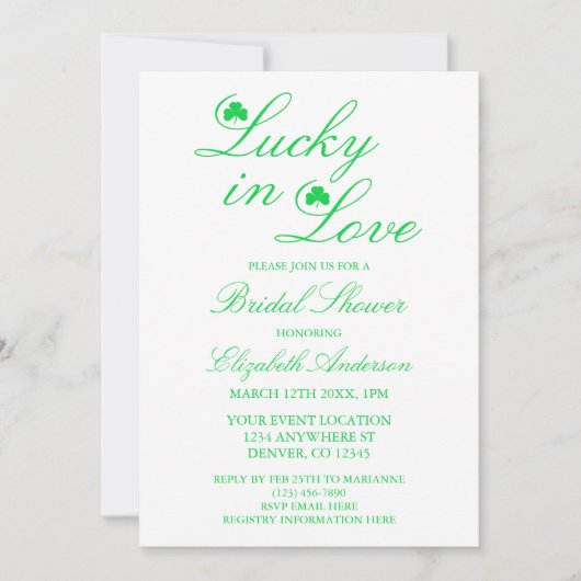 Invitation Lucky In Love Fête des mariées (Devant)