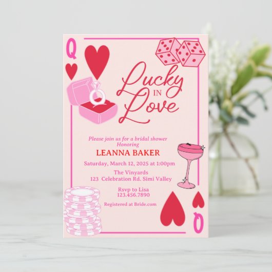 Invitation Lucky in Love, Fête des mariées, Lucky, (Debout devant)