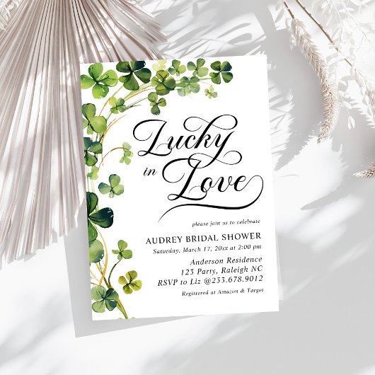 Invitation Lucky in Love Fête des mariées Shamrock vert