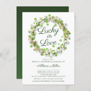 Invitation Lucky in Love Golden Shamrocks Fête de l'mariée