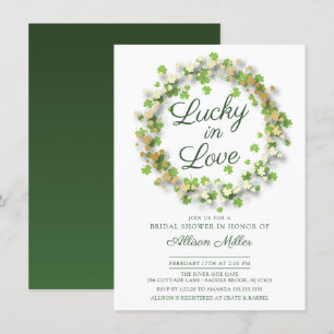 Invitation Lucky in Love Golden Shamrocks Fête des mariées