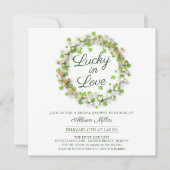 Invitation Lucky in Love Golden Shamrocks Fête des mariées (Devant)