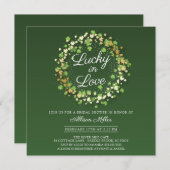 Invitation Lucky in Love Golden Shamrocks Fête des mariées (Devant / Derrière)