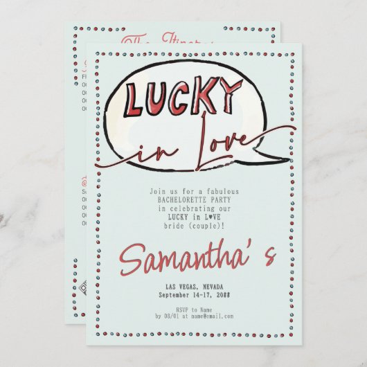 Invitation Lucky In Love Las Vegas Casino Modern Bachelorette (Devant / Derrière)