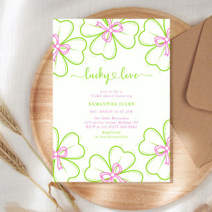 Invitation Lucky in Love Mariage Fête Rose Shamrock Vert 