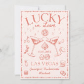 Invitation Lucky In Love Peach Bachelorette Week-end (Devant)