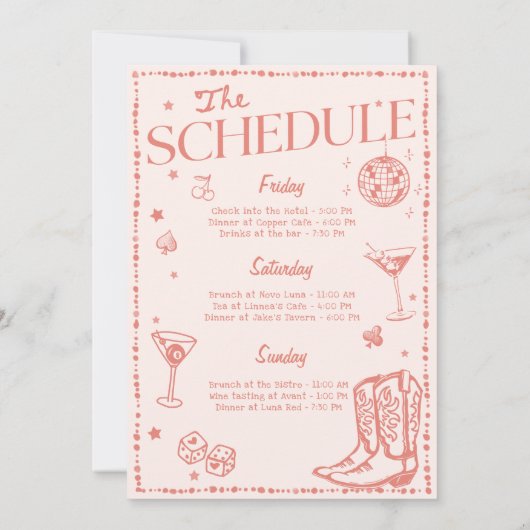 Invitation Lucky In Love Peach Bachelorette Week-end (Dos)