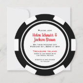 Invitation Lucky In Love Poker Chip Mariage noir blanc (Dos)