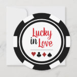 Invitation Lucky In Love Poker Chip Mariage noir blanc<br><div class="desc">Éblouissez vos invités en leur envoyant ces invitations noires et blanches "Lucky in Love" poker puce de mariage. Ils attendent avec impatience de vous rejoindre à ce mariage incontournable !</div>