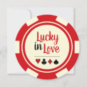 Invitation Lucky In Love Poker Chip Red Off-White Mariage (Devant)