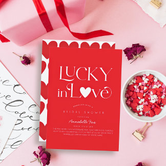 Invitation Lucky in Love Red Heart Bridal Shower