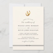 Invitation Lucky in Love Rustic Horseshoes All in One Mariage (Devant)