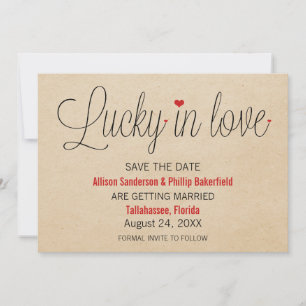 Invitation Lucky in Love Save the Date, Rouge