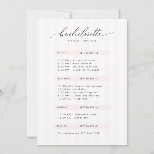 Invitation Lucky in Love Script Stripe Bachelorette Weekend (Dos)