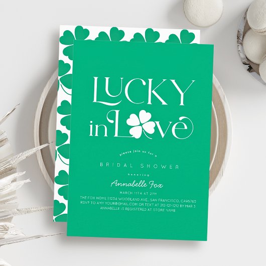 Invitation Lucky in Love Shamrock Green Bridal Shower