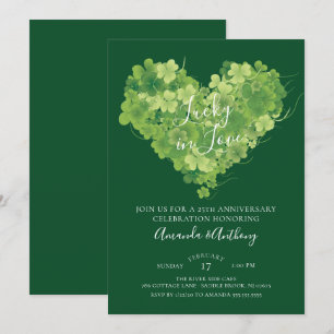 Invitation Lucky in Love Shamrock Heart Anniversaire