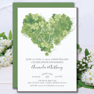 Invitation Lucky in Love Shamrock Heart Anniversaire