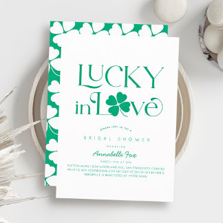 Invitation Lucky in Love Shamrock White x Green Bridal Shower