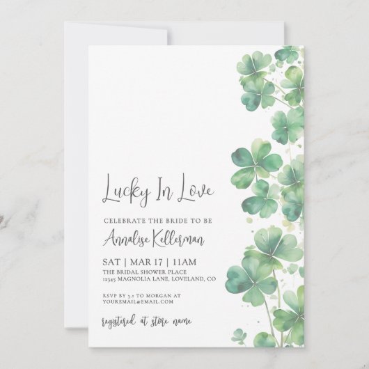 Invitation Lucky In Love St. Patrick's Day Bridal Shower (Devant)