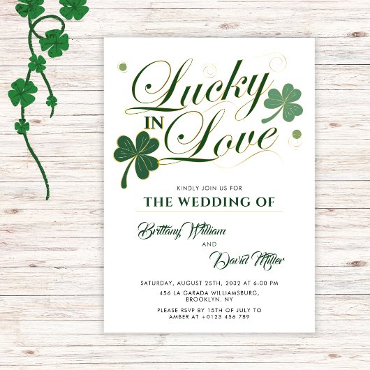 Invitation Lucky in Love St Patrick's Minimalist Mariage