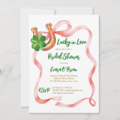 Invitation Lucky in love trèfle ruban de la nuptiale (Devant)