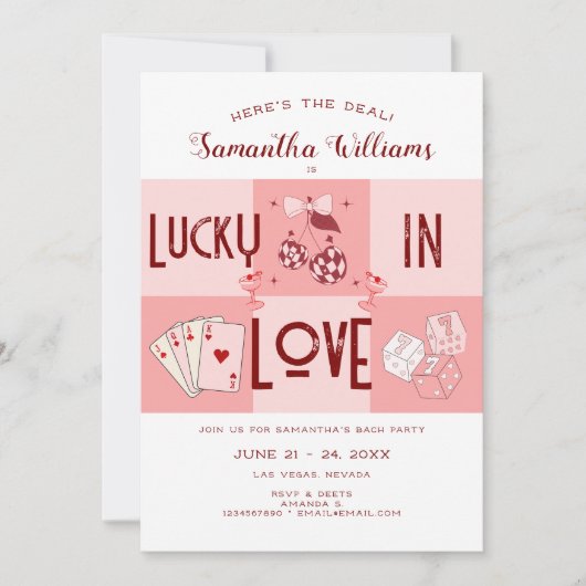 Invitation Lucky In Love Vegas Casino Bachelorette Weekend (Devant)