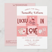 Invitation Lucky In Love Vegas Casino Bachelorette Weekend (Devant / Derrière)