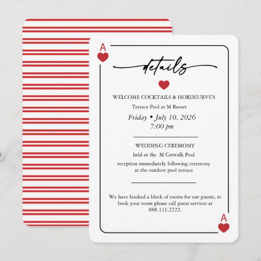 Invitation Lucky in Love Wedding Details Card (Devant / Derrière)