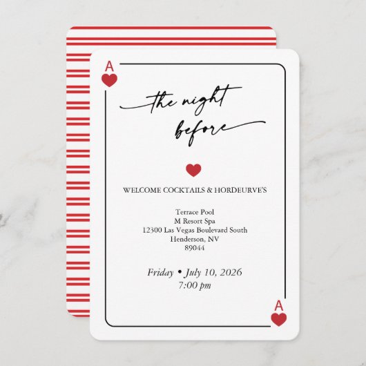 Invitation Lucky in Love Wedding Night Before Card (Devant / Derrière)