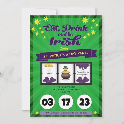 Invitation Lucky Irish St. Patrick's Day Party (Devant)