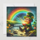 Invitation Lucky Leprechaun Gold Rainbow St Patrick Carré (Devant)