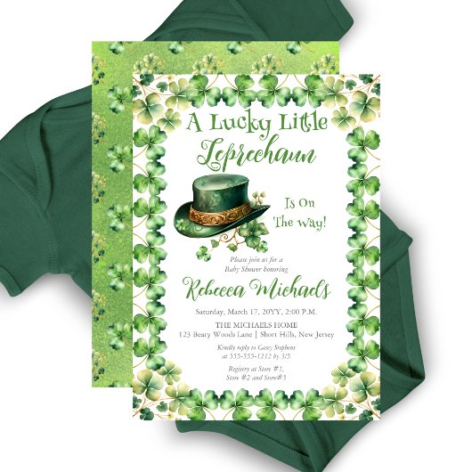 Invitation Lucky Little Leprechaun Baby shower St. Patrick