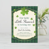 Invitation Lucky Little Shamrock Green 1er anniversaire (Debout devant)