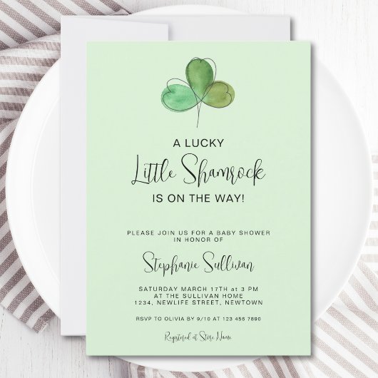 Invitation Lucky Little Shamrock Green Baby shower