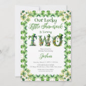 Invitation Lucky Little Shamrock Irish 2e fête d'anniversaire (Devant)