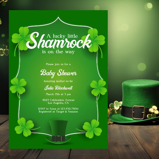 Invitation Lucky Little Shamrock Jour de la Saint Patrick Bab