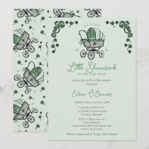 Invitation Lucky Little Shamrock St patrick Baby shower