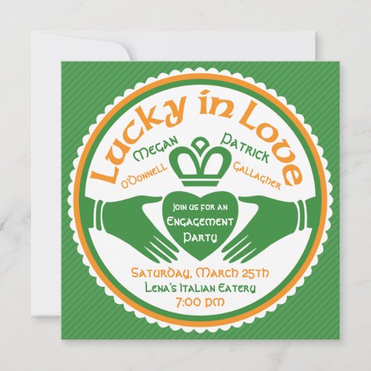 Invitation Lucky Love Irish Claddagh Mariage (Devant)