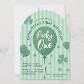 Invitation Lucky One 1st Birthday St Patricks Day Balloon (Devant)