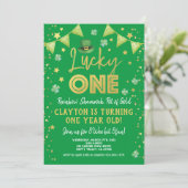Invitation Lucky One Baby First Birthday St Patrick's Day (Debout devant)