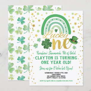 Invitation Lucky One Baby First Birthday St Patrick's Day