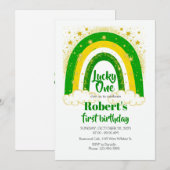 Invitation Lucky One Birthday, Shamrock Birthday Invite (Devant / Derrière)