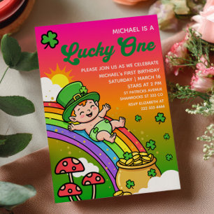 Invitation Lucky One Dégradé Saint-Patrick 1er Anniversaire