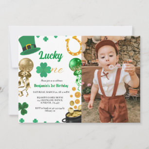 Invitation Lucky One First Birthday St Patrick's Day Boy Girl
