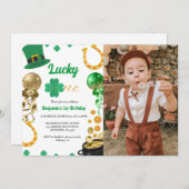 Invitation Lucky One First Birthday St Patrick's Day Boy Girl (Devant / Derrière)